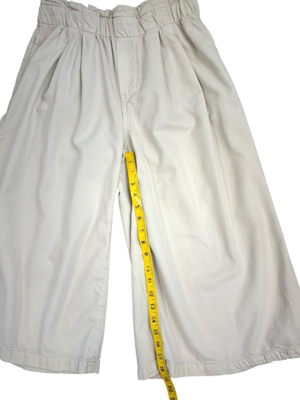 Anthropologie Pilcro Cream High-Rise Cropped Paperbag Jeans Pants Sz S Petite - Picture 7 of 10
